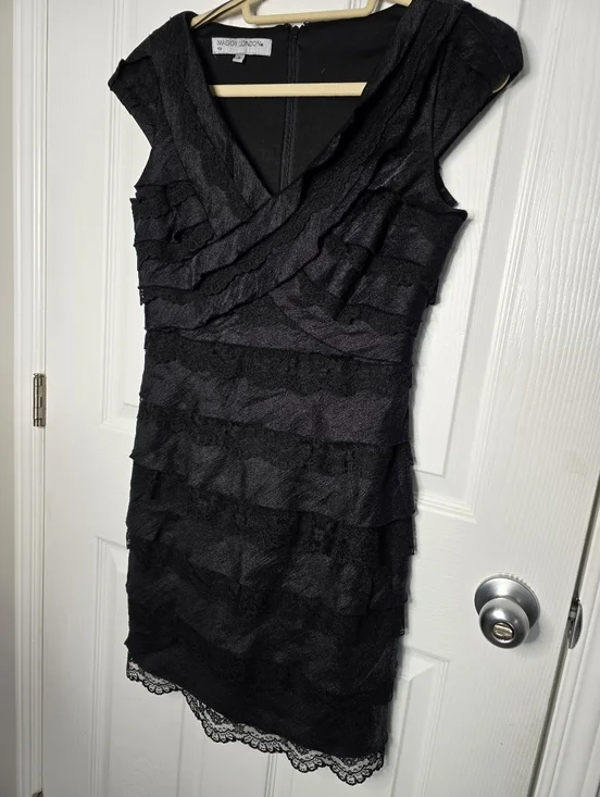 Maggy London Melanie Lynne Little Black Lace Dress Size 6 - Picture 7 of 15